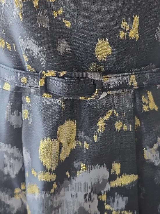 Eliza J Metallic Fit & Flare Dress Black Gold Shimmer Cocktail Party Size Small - Picture 4 of 12